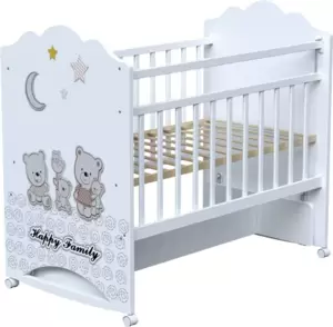 Детская кроватка VDK Happy Family колесо-качалка с маятником (белый) фото