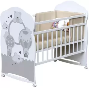 Детская кроватка VDK Joy колесо-качалка (белый) фото