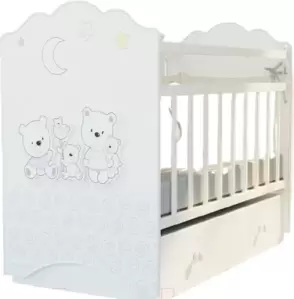 Детская кроватка VDK New Happy Family маятник и ящик (белый) фото