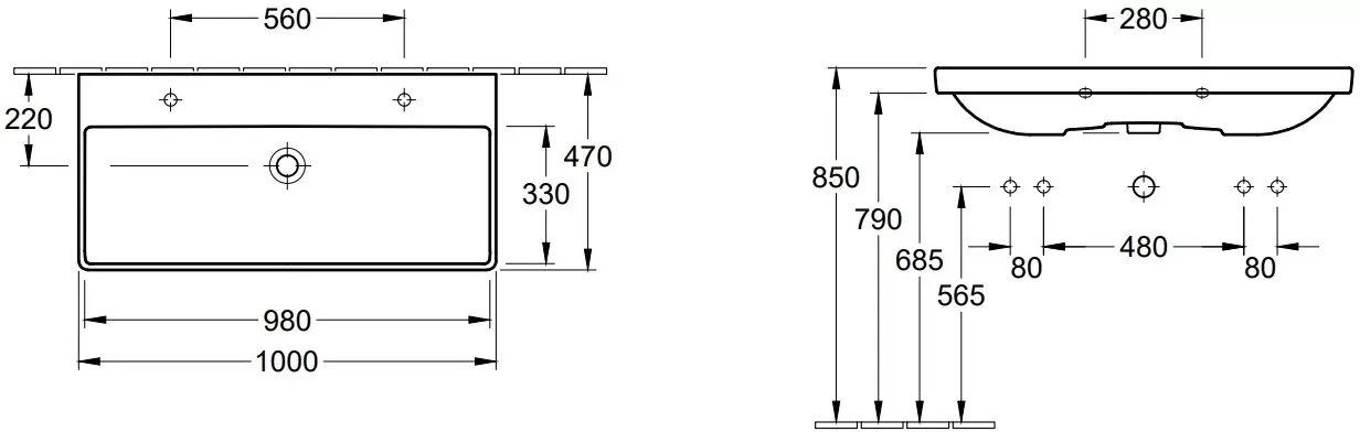 Умывальник Villeroy &#38; Boch Avento 4156A4R1 фото