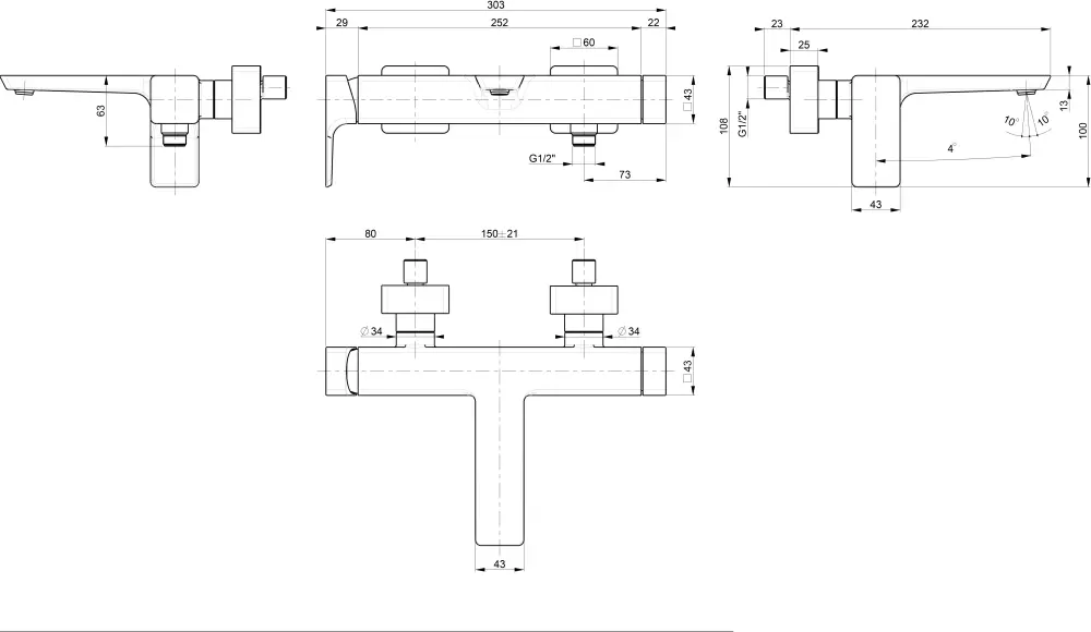 Смеситель Villeroy & Boch Subway 3.0 TVT11200200076 фото