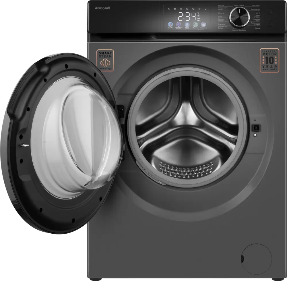 Стиральная машина Weissgauff WM 45127 Inverter Steam Color Touch Grey фото