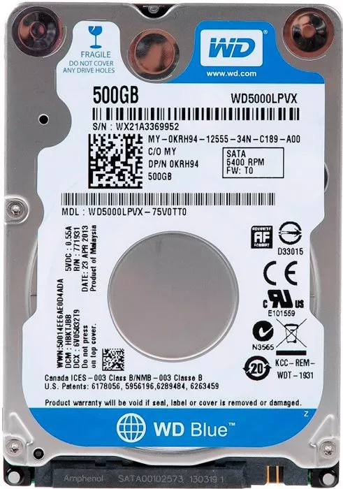 Жесткий диск Western Digital Blue (WD5000LPVX) 500 Gb фото