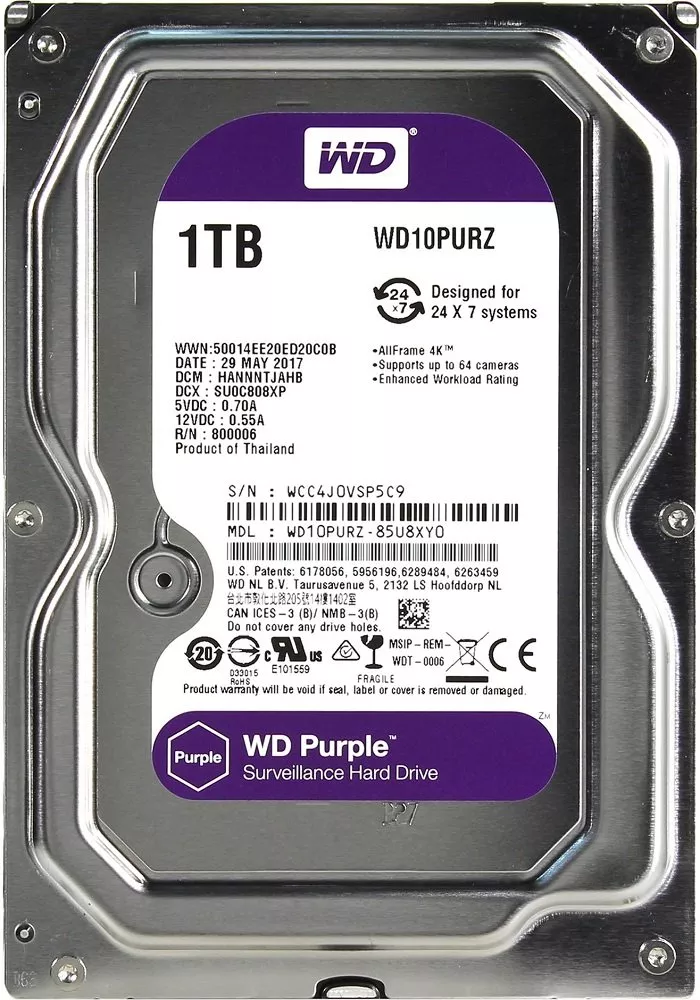 Жесткий диск Western Digital Purple (WD10PURZ) 1000 Gb фото