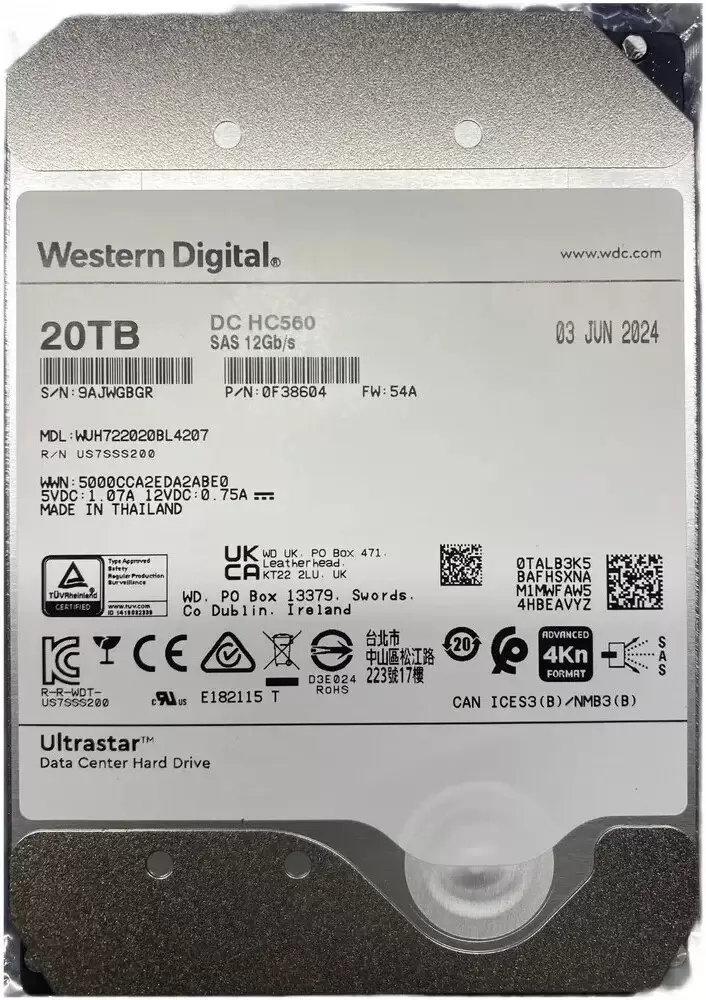 Western Digital Ultrastar DC HC560 20TB WUH722020BL4207