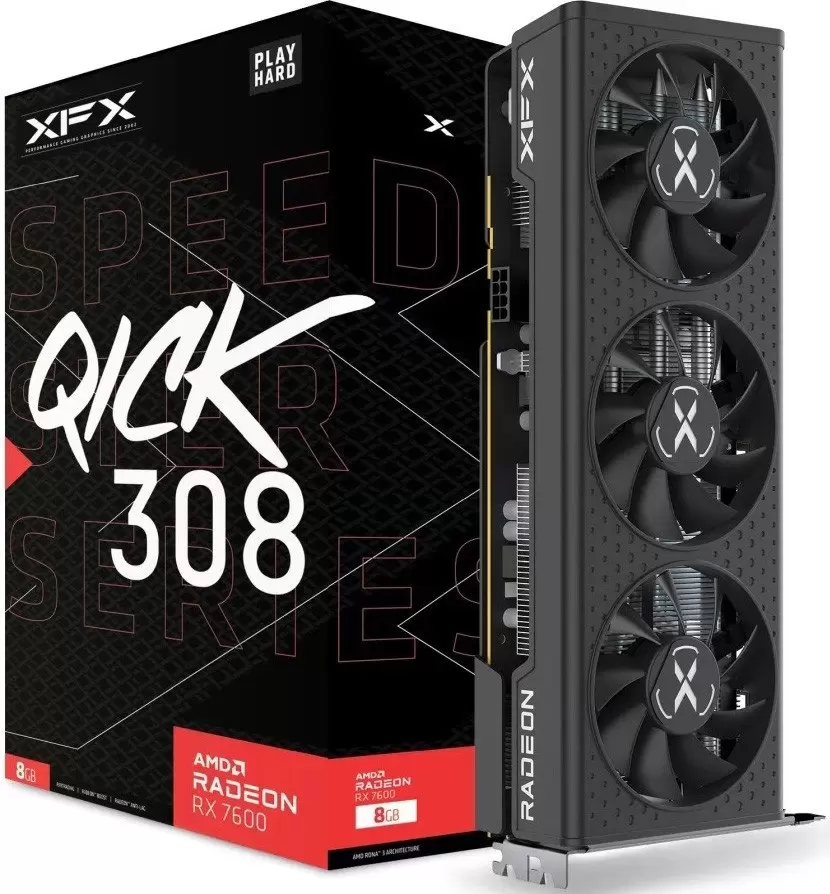 Видеокарта XFX Speedster QICK 308 AMD Radeon RX 7600 Black Edition RX-76PQICKBY фото