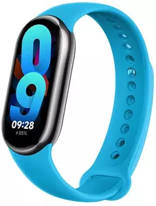 Фитнес-браслет Xiaomi Smart Band 8 (серый, с голубым силиконовым ремешком, международная версия) фото