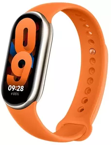 Фитнес-браслет Xiaomi Smart Band 8 (золотистый, с оранжевым силиконовым ремешком, китайская версия) фото