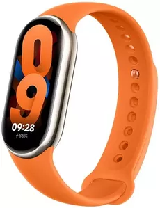 Фитнес-браслет Xiaomi Smart Band 8 (золотистый, с оранжевым силиконовым ремешком, международная версия) фото