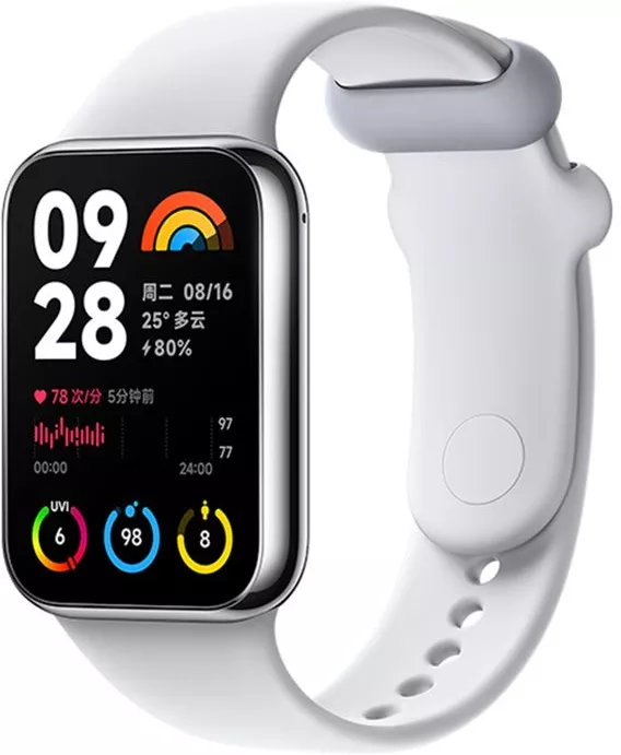 Xiaomi Smart Band 8 Pro M2333B1 без NFC (серый, с белым силиконовым ремешком, международная версия)
