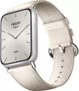 Фитнес-браслет Xiaomi Smart Band 9 Pro M2401B1 (серебристый, с молочно-белым кожаным ремешком, китайская версия) фото