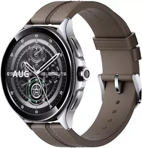 Умные часы Xiaomi Watch 2 Pro (серебристый, с коричневым кожаным ремешком, международная версия) фото