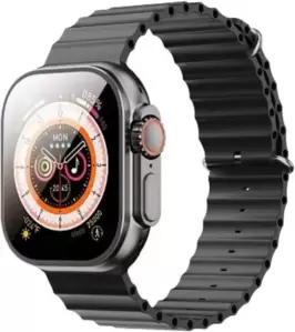 Умные часы XO M9 Ultra (серебристый, с черным силиконовым ремешком) фото