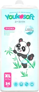 Подгузники-трусики детские Youkosoft Ультратонкие премиум 12-17 XL (34 шт) фото
