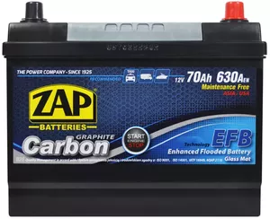 Аккумулятор ZAP Carbon EFB R+ Asia (70Ah) фото