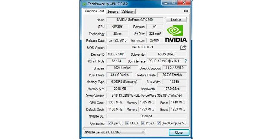 Asus GTX960-MOC-2GD5 GeForce GTX 960 2GB GDDR5 128bit