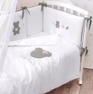 Комплект в кроватку (3 предмета) Perina Teddy love Серо-оливковый фото