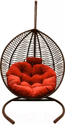 Кресло подвесное Craftmebelby Кокон Капля Зигзаг (коричневый/коралловый) фото