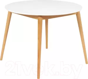 Обеденный стол Tetchair Боско круглый раскладной (белый/натуральный) фото