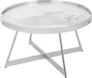 Журнальный столик Stool Group Гера 80x80 / ECT-280 (белый/серебристый) фото