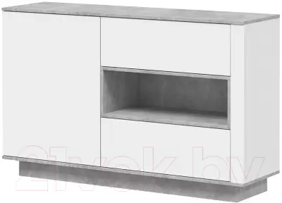 Тумба Интерлиния Quartz QZ-Т1Д2Ш (белый платинум/бетон) фото