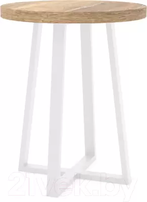 Журнальный столик Hype Mebel Челси 40x40 (белый/дуб галифакс натуральный) фото