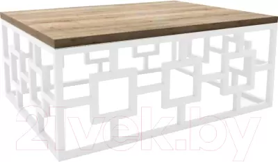Журнальный столик Hype Mebel Лок 60x80 (белый/дуб галифакс натуральный) фото