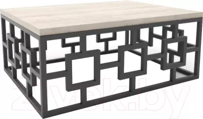 Журнальный столик Hype Mebel Лок 60x80 (черный/древесина белая) фото