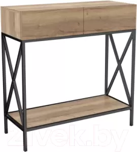 Консольный столик Hype Mebel Лесс 80x40 (черный/дуб галифакс натуральный) фото