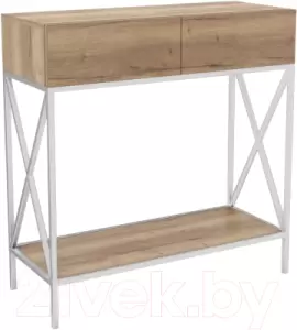 Консольный столик Hype Mebel Лесс 80x40 (белый/дуб галифакс натуральный) фото