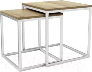 Журнальный столик Hype Mebel Дуэт (белый/дуб галифакс натуральный) фото