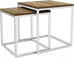 Журнальный столик Hype Mebel Дуэт (белый/дуб галифакс олово) фото