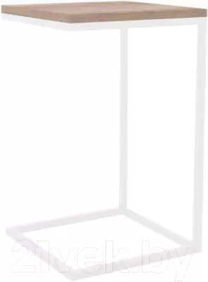 Приставной столик Hype Mebel Лайт 40x40 (белый/дуб галифакс натуральный) фото