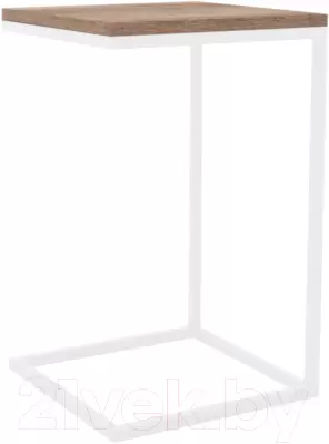 Приставной столик Hype Mebel Лайт 40x40 (белый/дуб галифакс олово) фото