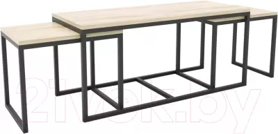 Журнальный столик Hype Mebel Трио 40x100-200 (черный/древесина белая) фото