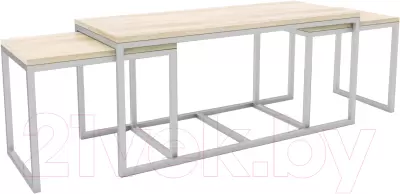 Журнальный столик Hype Mebel Трио 40x100-200 (белый/древесина белая) фото