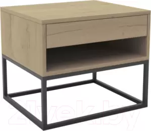 Прикроватная тумба Hype Mebel 50x35 (черный/дуб галифакс натуральный) фото