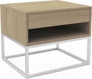Прикроватная тумба Hype Mebel 50x35 (белый/дуб галифакс натуральный) фото