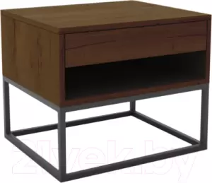 Прикроватная тумба Hype Mebel 50x35 (черный/дуб галифакс олово) фото