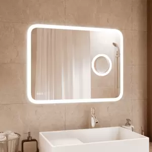Зеркало Континент Bliss LED 100x70 с увеличительным зеркалом и часами фото