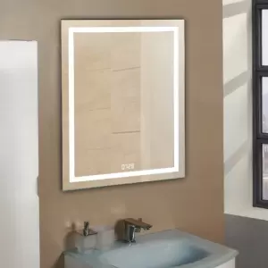 Зеркало Континент Verte LED 70x90 с часами и датчиком движения фото