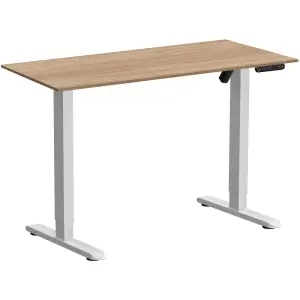 Стол с электроприводом WellDesk Basic 1300x675х18, белый, дуб бардолино натуральный фото