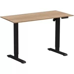 Стол с электроприводом WellDesk Basic 1300x675х18, черный, дуб бардолино натуральный фото