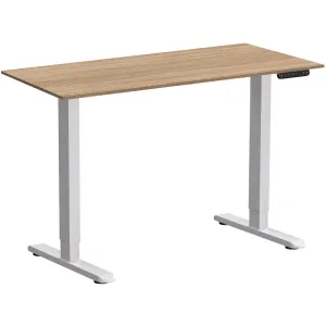 Стол с электроприводом WellDesk Prime 1300x675х18, белый, дуб бардолино натуральный фото