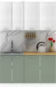 Кухонный гарнитур Eligard Lion 1.4 без столешницы (белый/самшит) фото