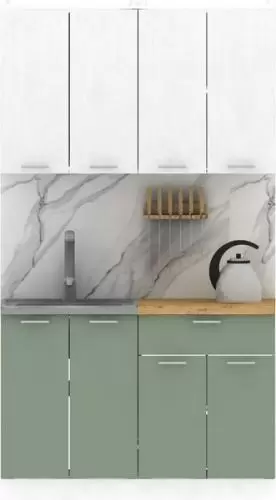Кухонный гарнитур Eligard Lion 1.2 (белый/самшит/дуб бунратти) фото