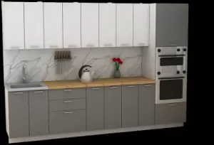 Кухонный гарнитур Eligard Lion 3.0 без столешницы (белый/дымчатый алмаз) фото
