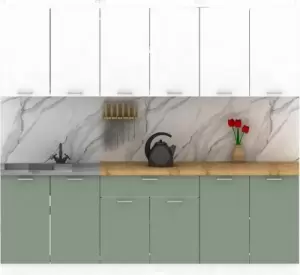 Кухонный гарнитур Eligard Lion 2.4 (белый/самшит/дуб бунратти) фото