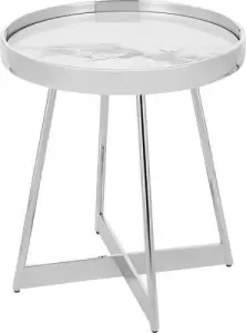Журнальный столик Stool Group Гера 50x50 / EET-280 (белый/серебристый) фото