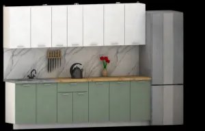 Кухонный гарнитур Eligard Lion 2.6 без столешницы (белый/самшит) фото